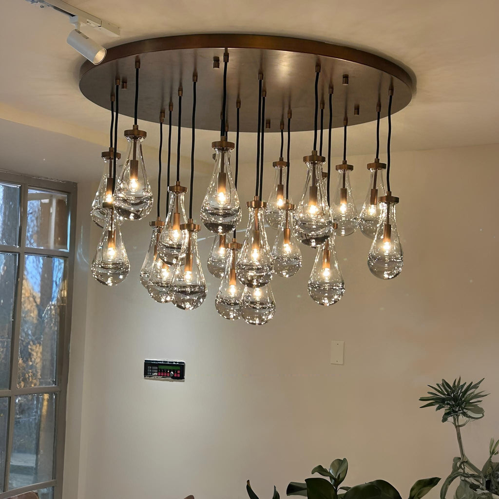 47 Inch Raindrop Glass Round Chandelier – Lachryma
