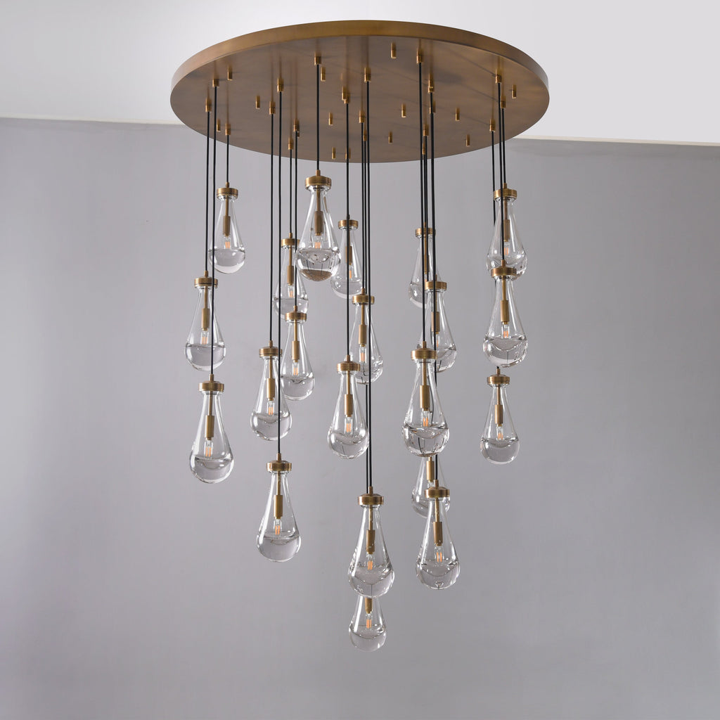 47 Inch Raindrop Glass Round Chandelier – Ava