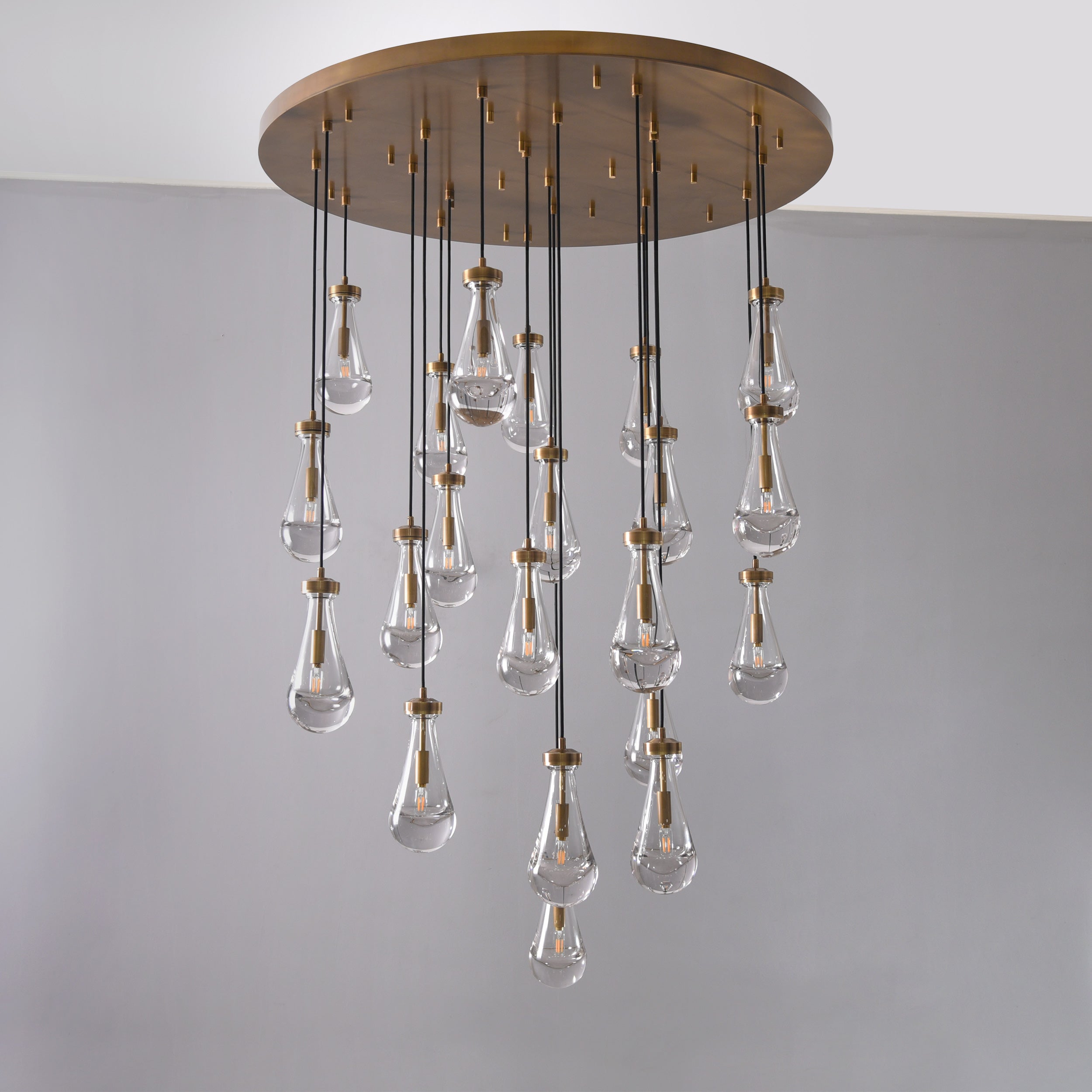 47 Inch Raindrop Glass Round Chandelier – Ava
