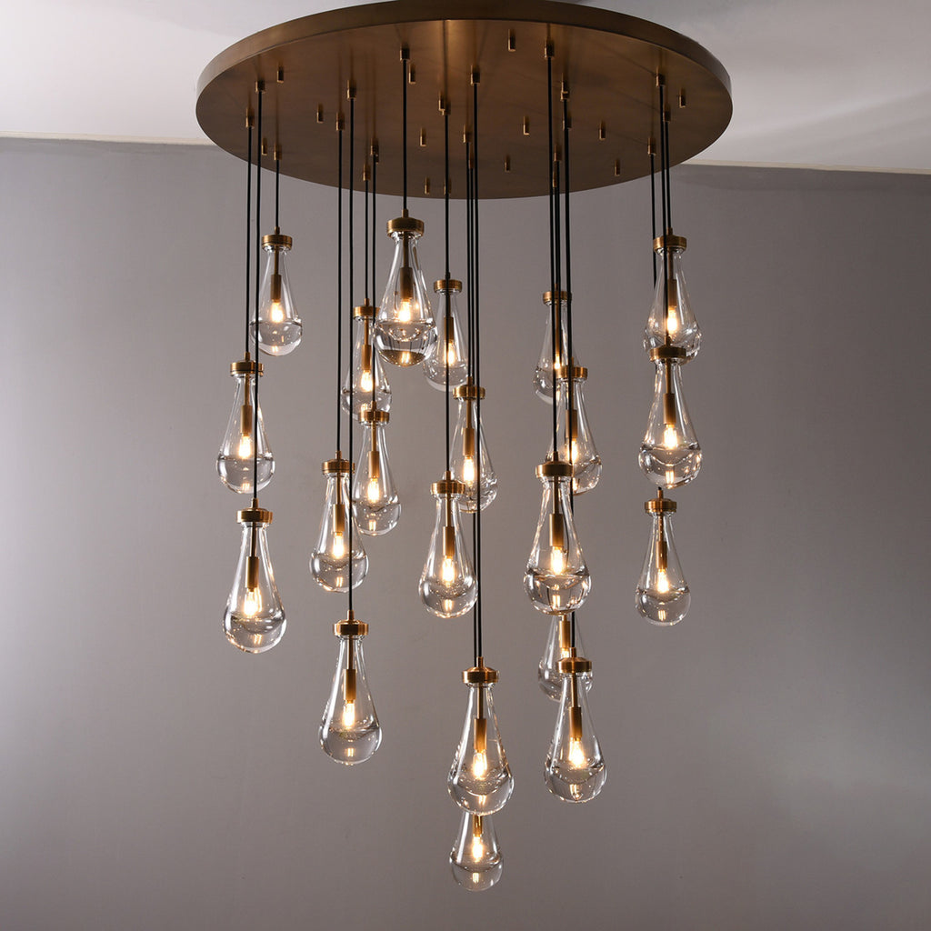 120 inch large raindrop glass black gold modern staircase foyer living room Chandelier