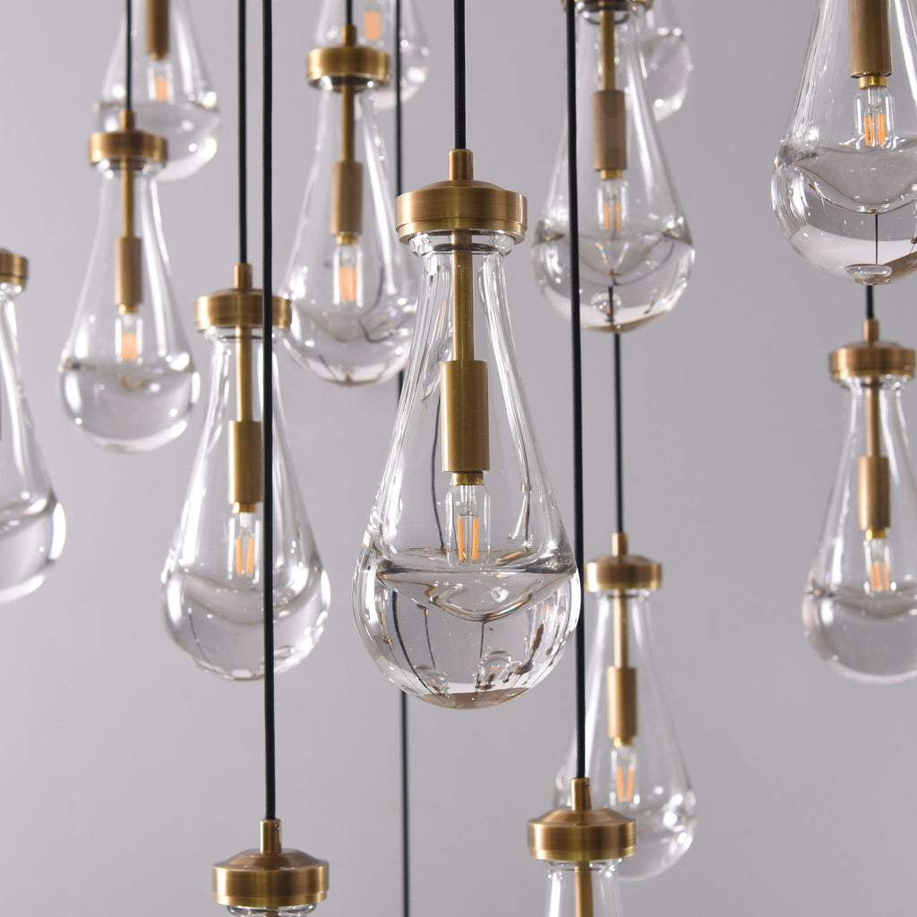 47 Inch Raindrop Glass Round Chandelier – Ava