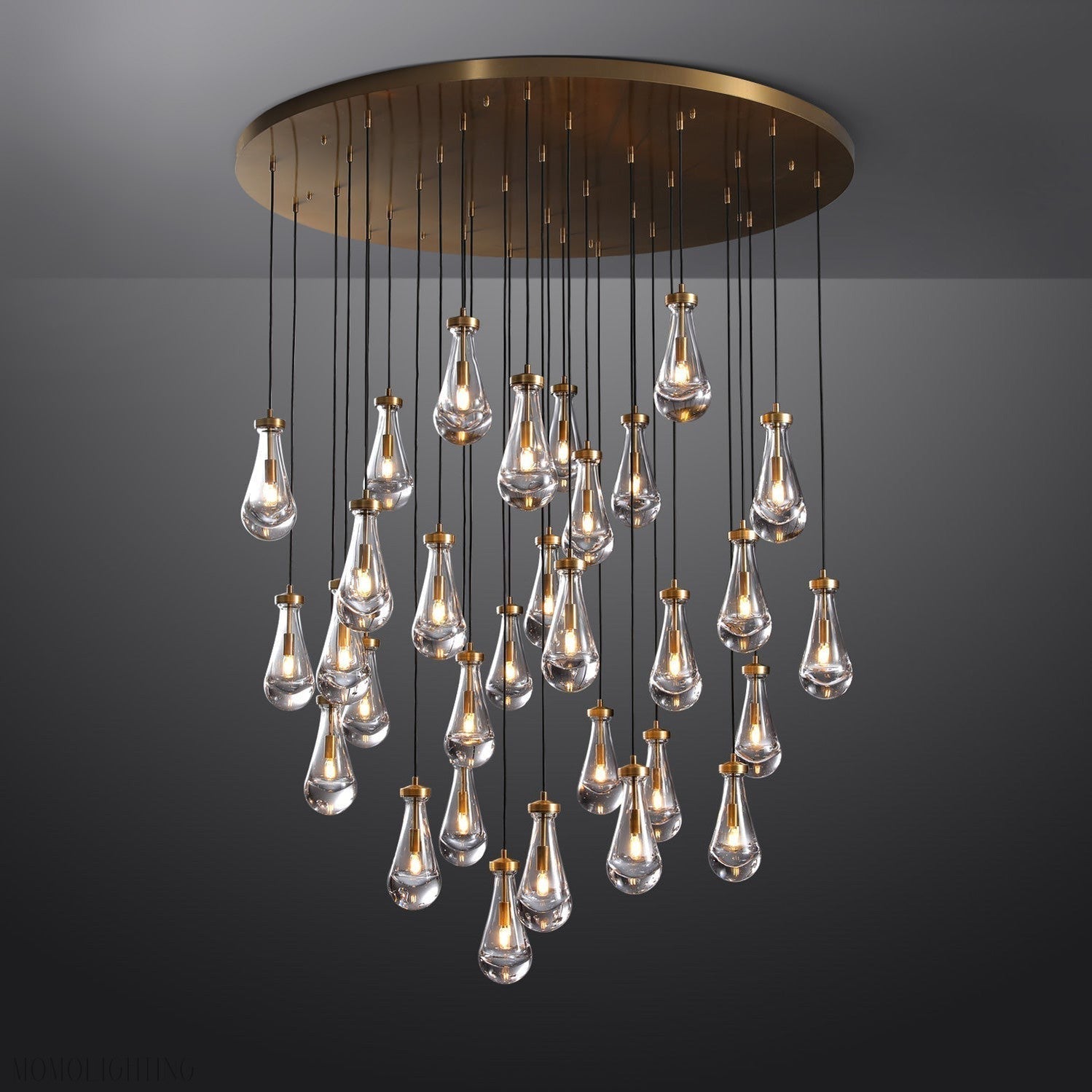 60 Inch Raindrop Glass Round Chandelier – Ava