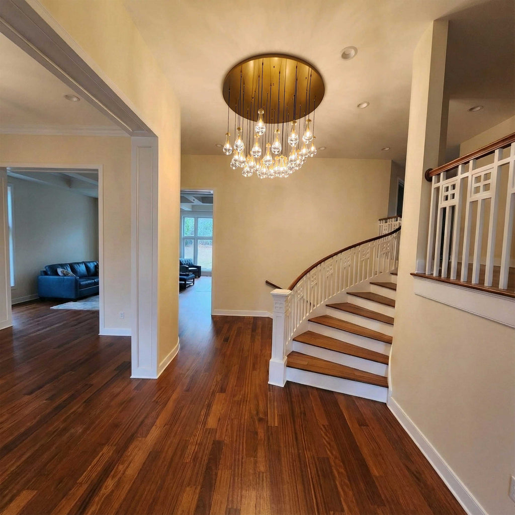 60 Inch Raindrop Glass Round Chandelier – Lachryma