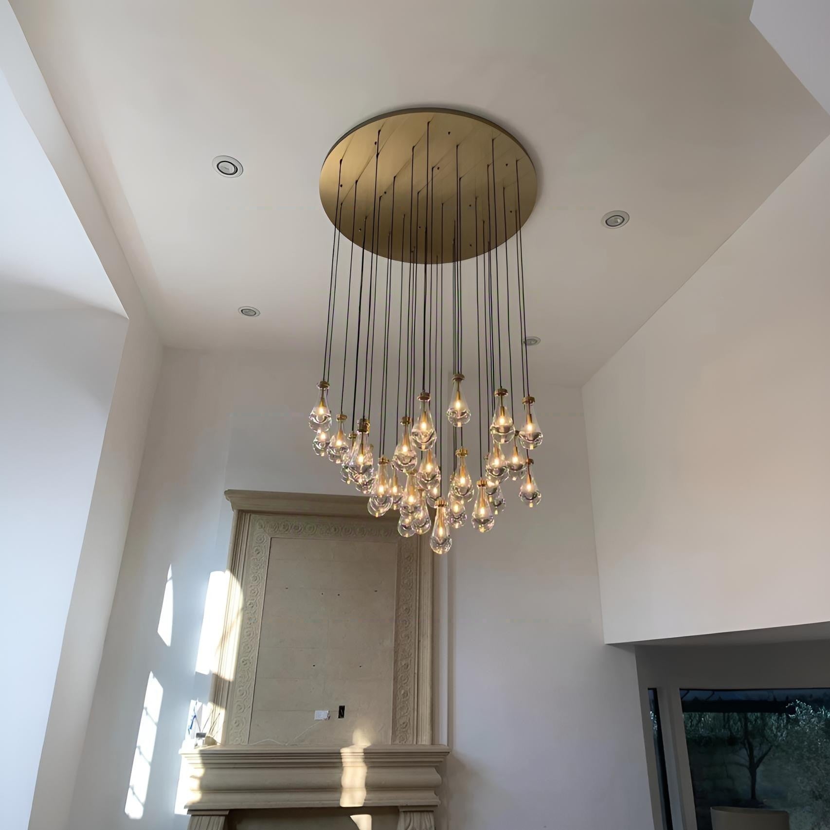 60 Inch Raindrop Glass Round Chandelier – Lachryma