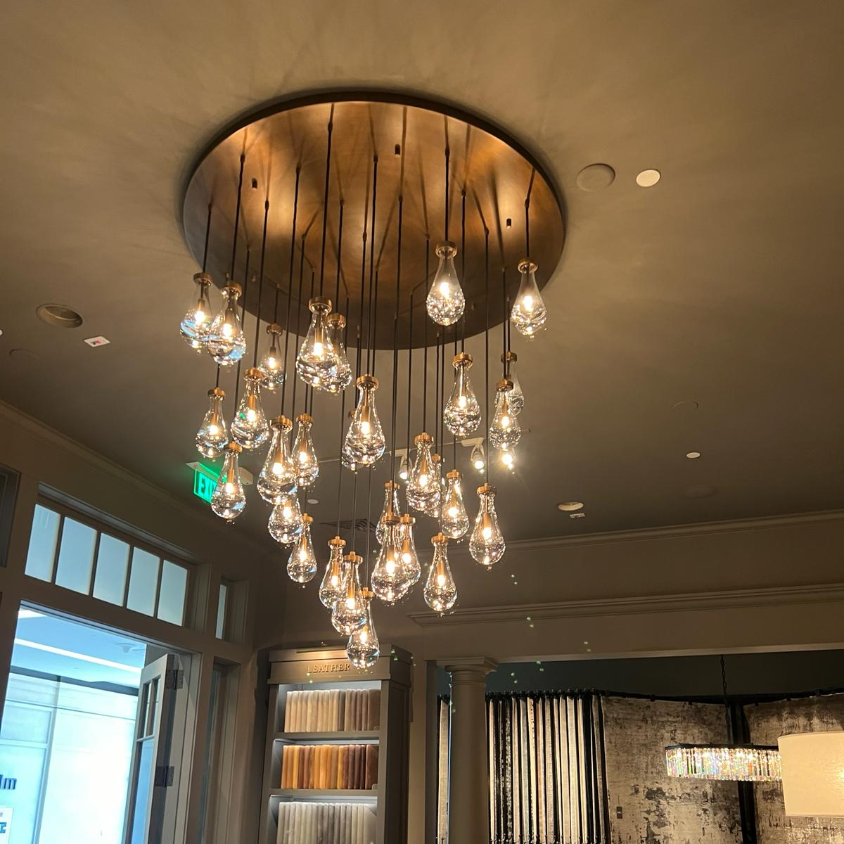 60 inch large raindrop glass black gold modern foyer living room Chandelier