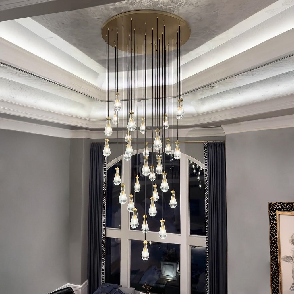 60 Inch Raindrop Glass Round Chandelier – Lachryma