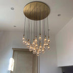 60 inch large raindrop glass black gold modern foyer living room Chandelier