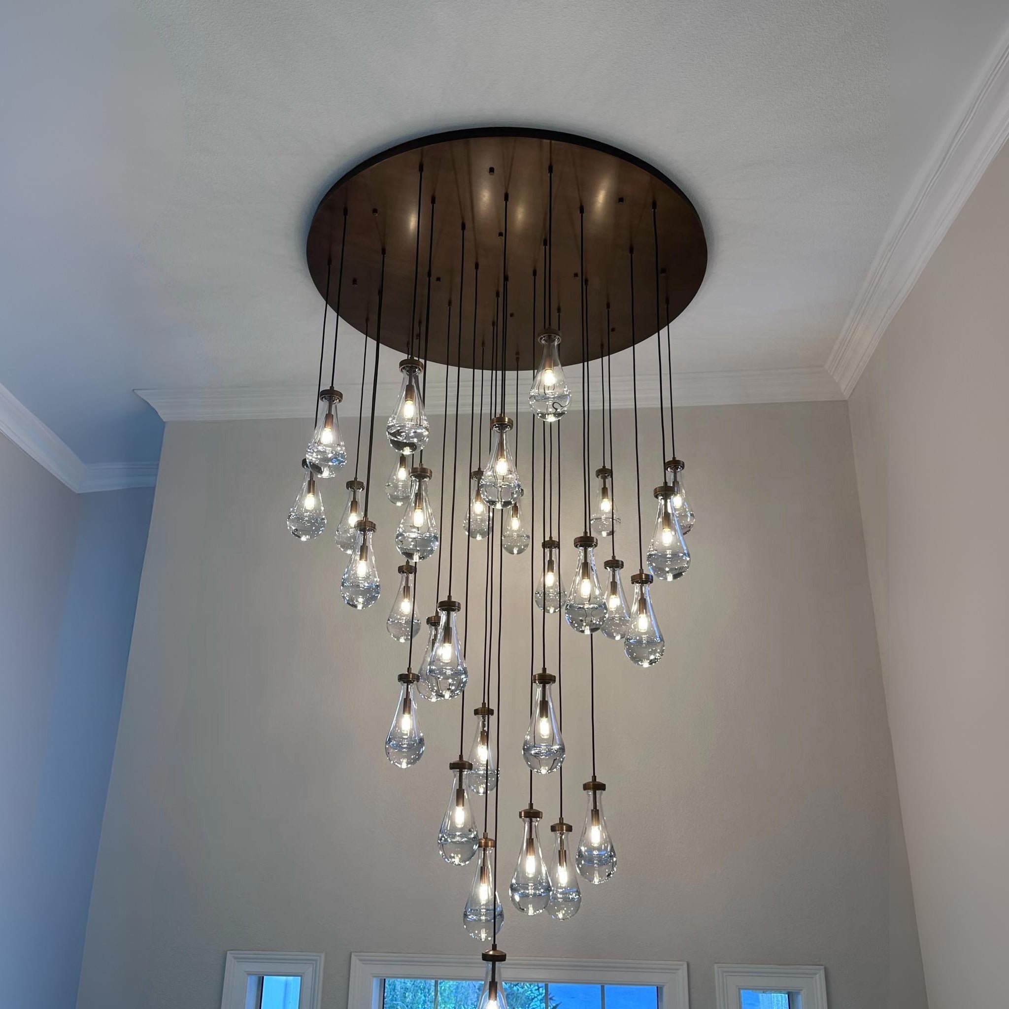 60 Inch Raindrop Glass Round Chandelier – Lachryma