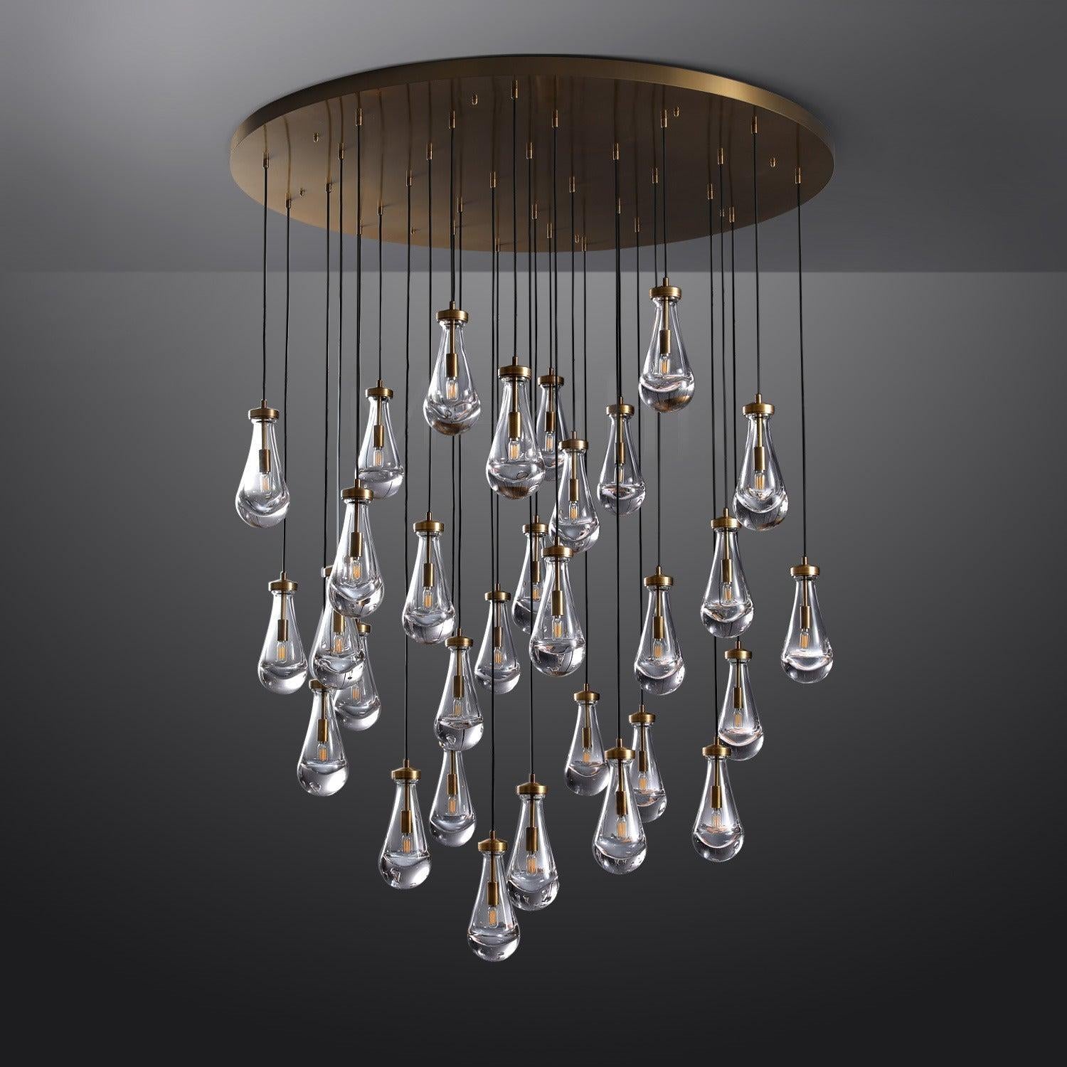 60 Inch Raindrop Glass Round Chandelier – Lachryma