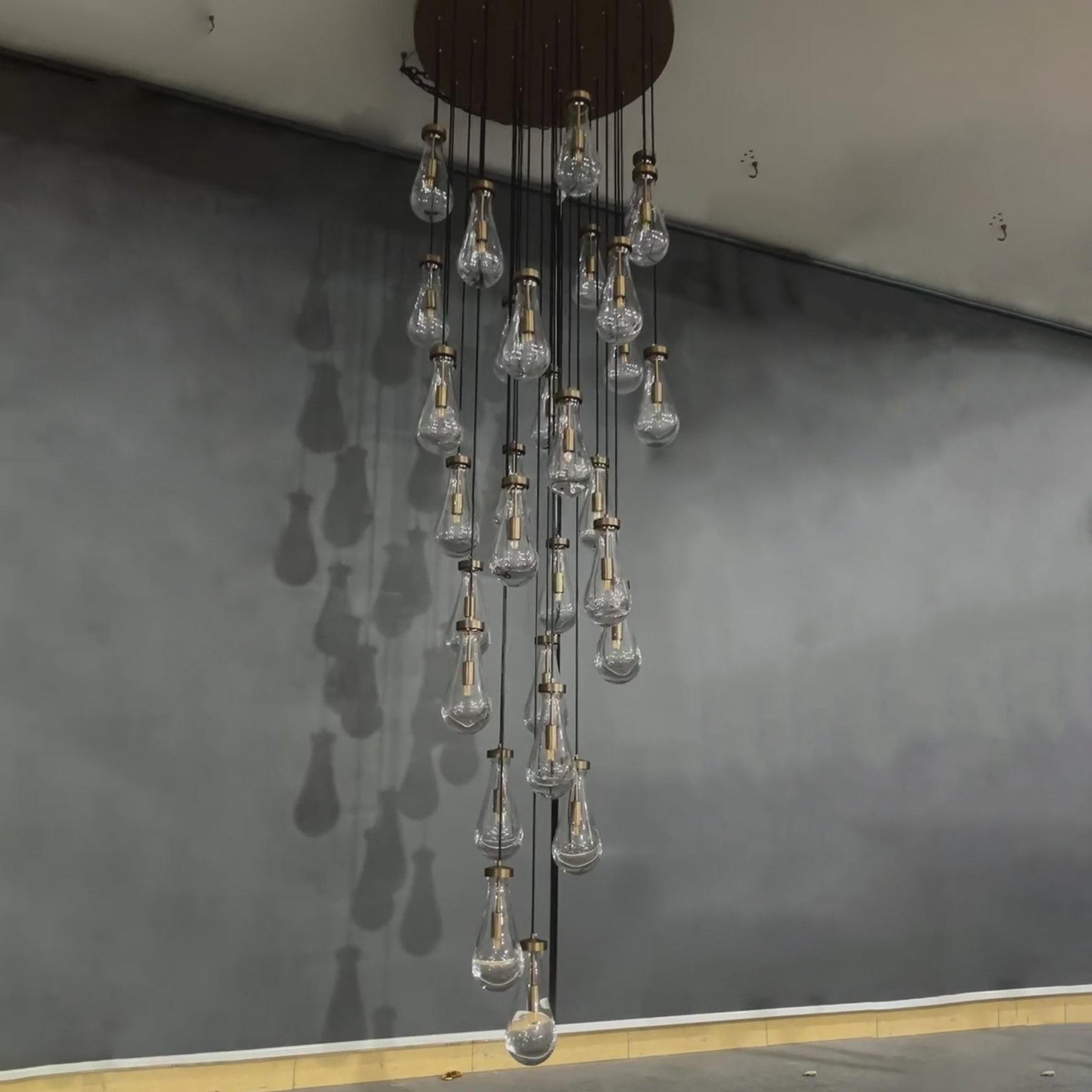 32 Inch Raindrop Glass Long Chandelier – Lachryma