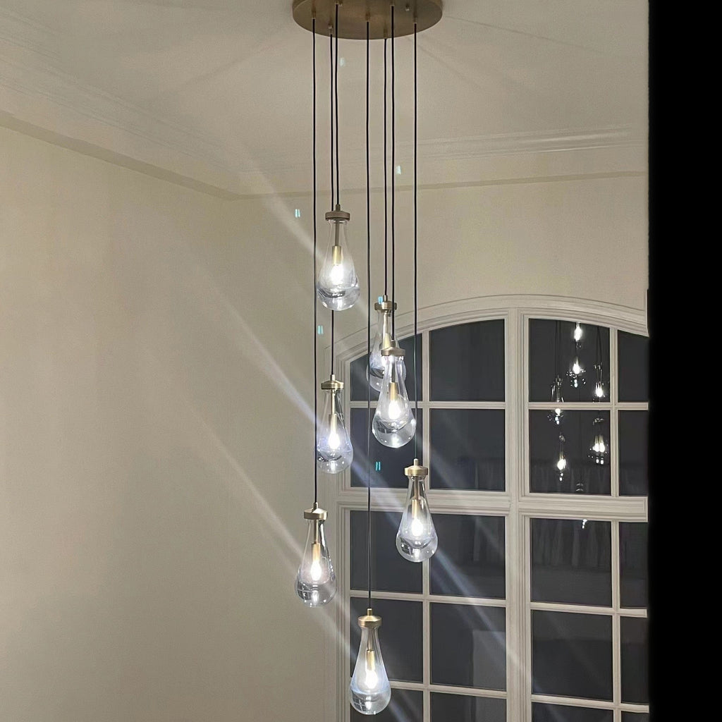 18 inch raindrop glass black gold modern dining room entry bathroom Chandelier