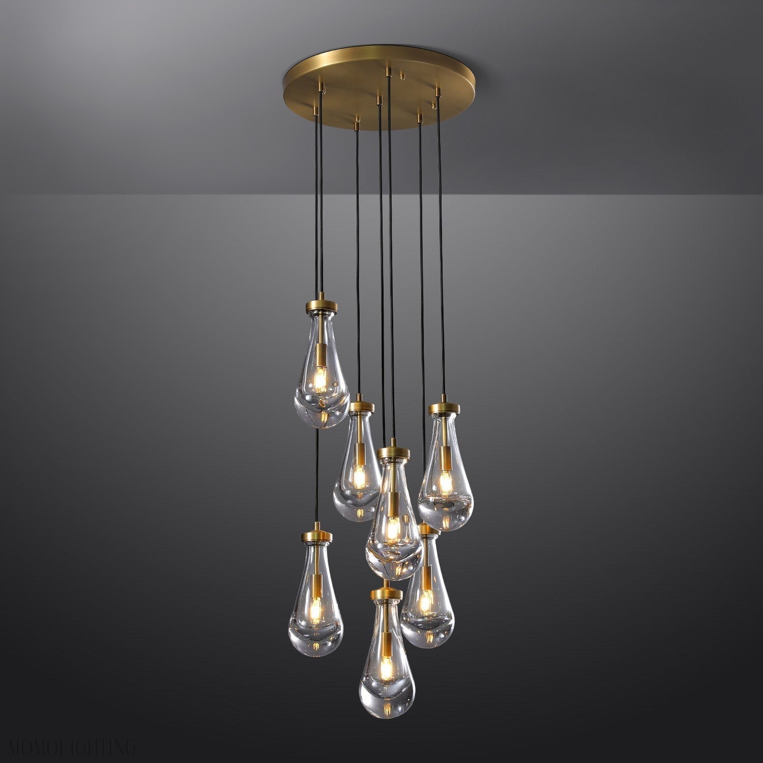18 Inch Raindrop Glass Round Chandelier – Ava