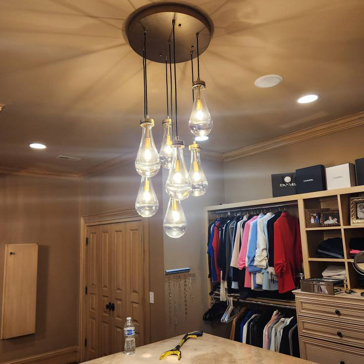 18 Inch Raindrop Glass Round Chandelier – Lachryma