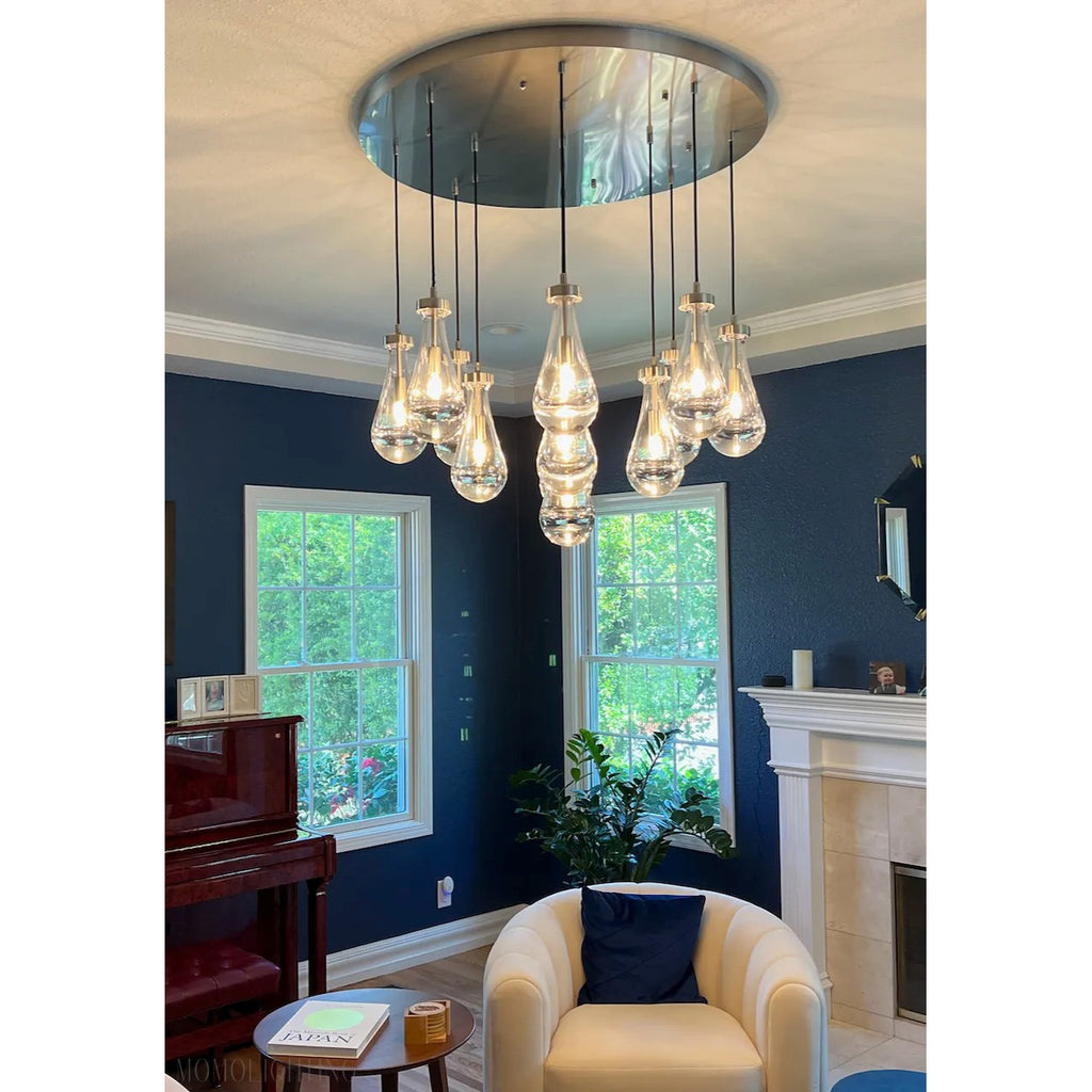 36 Inch Raindrop Glass Round Chandelier – Ava