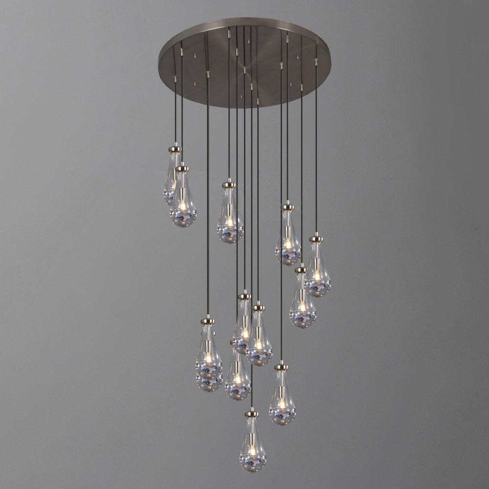 36 Inch Raindrop Glass Round Chandelier – Lachryma