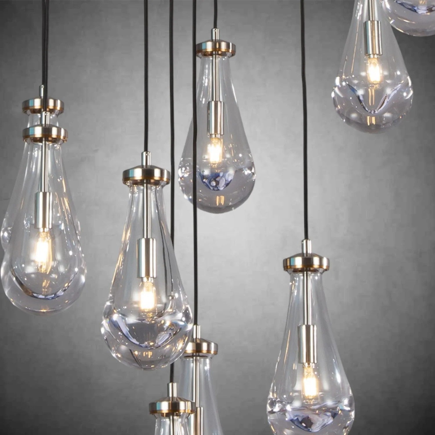 36 Inch Raindrop Glass Round Chandelier – Lachryma