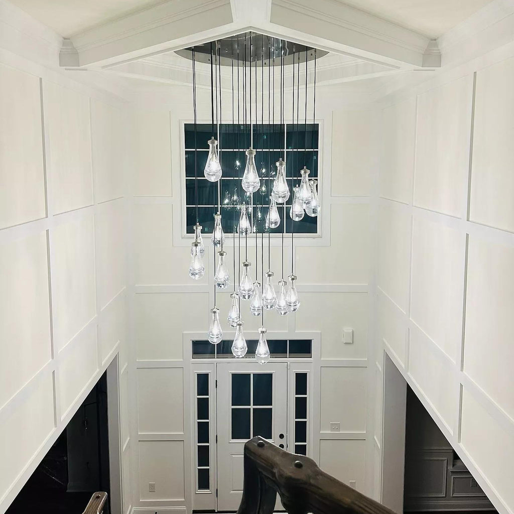 47 Inch Raindrop Glass Round Chandelier – Lachryma