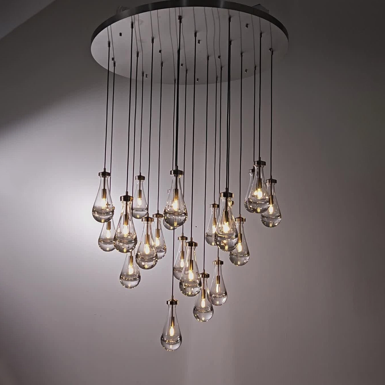 47 Inch Raindrop Glass Round Chandelier – Lachryma
