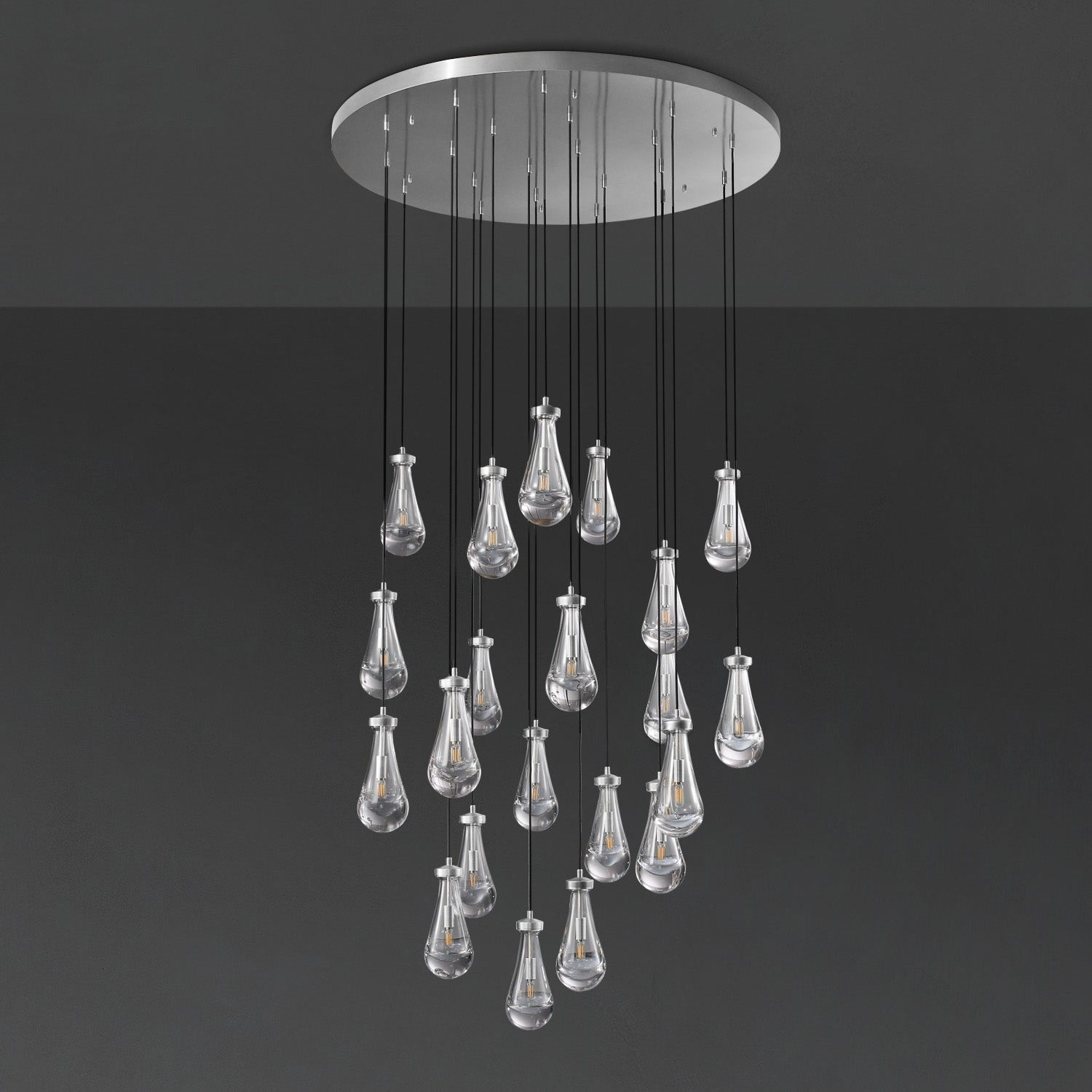 47 Inch Raindrop Glass Round Chandelier – Lachryma