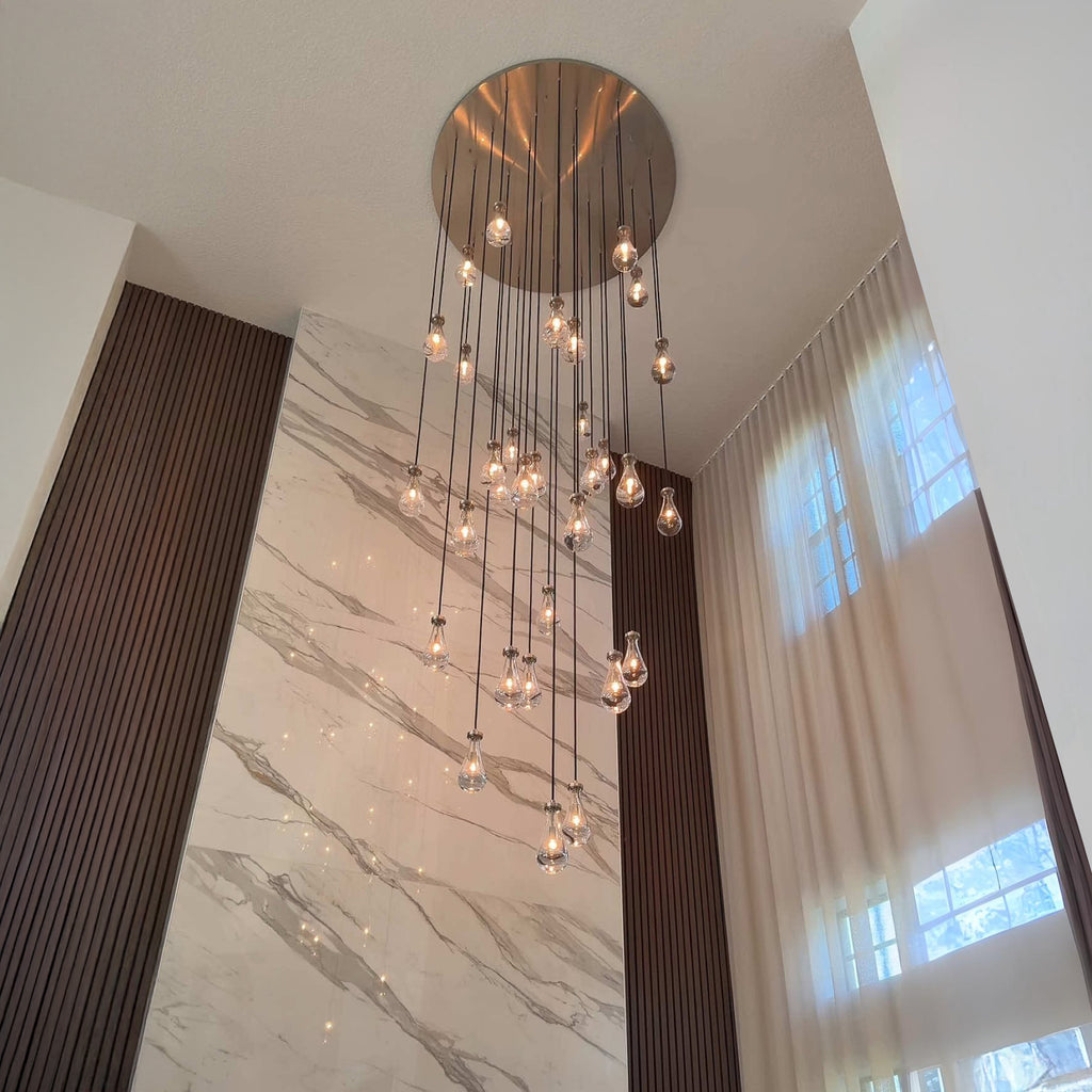 60 Inch Raindrop Glass Round Chandelier – Lachryma