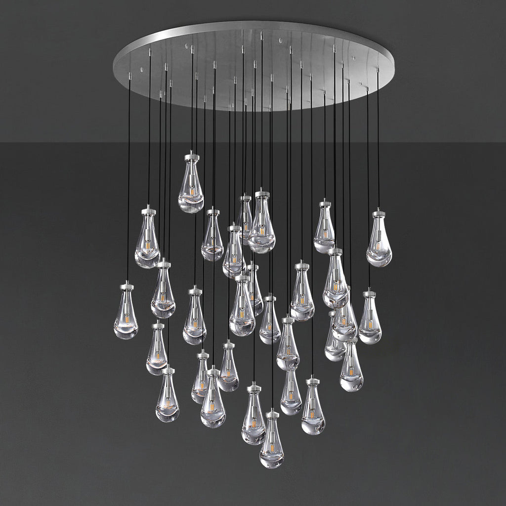 60 Inch Raindrop Glass Round Chandelier – Lachryma