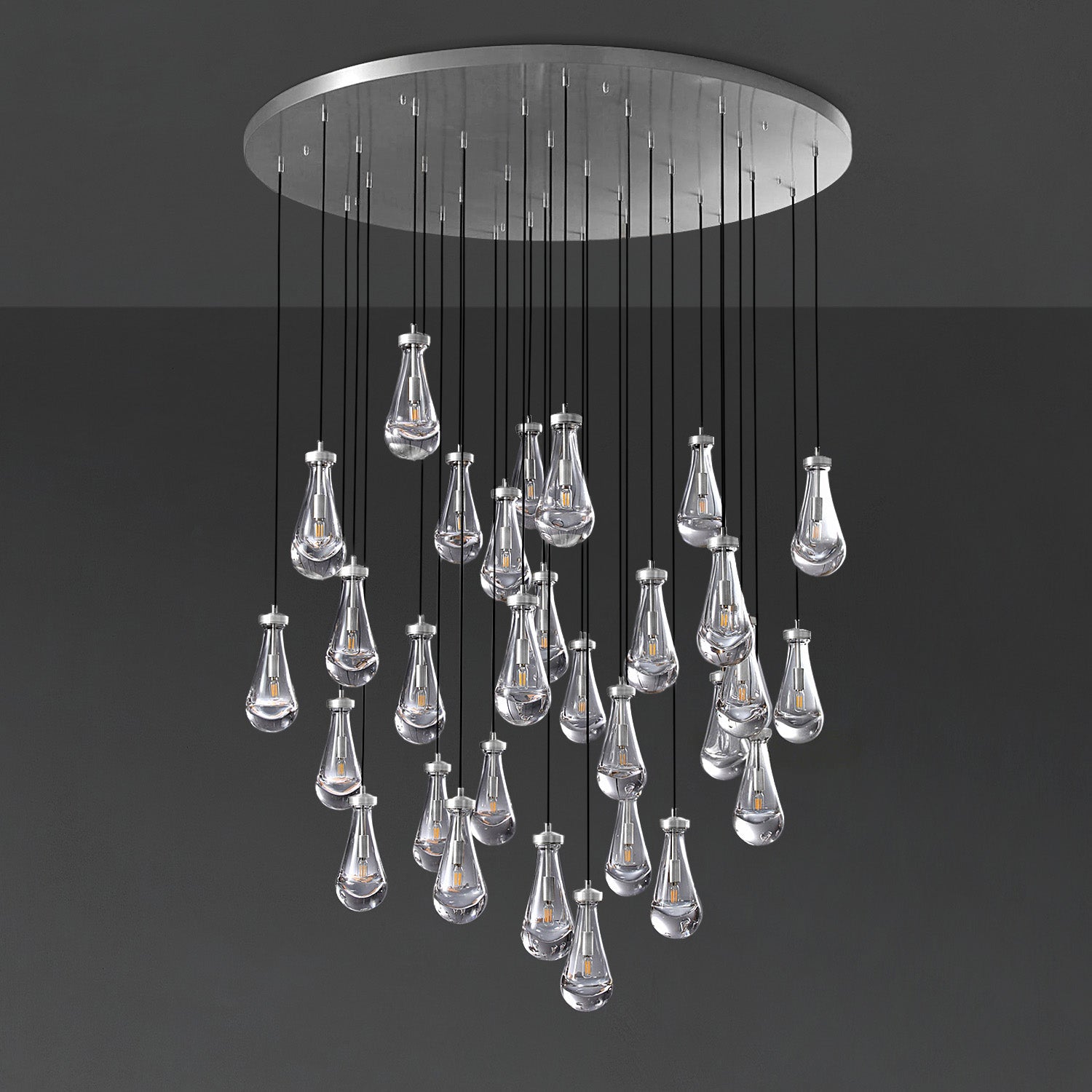 60 Inch Raindrop Glass Round Chandelier – Lachryma