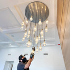 60 Inch Raindrop Glass Round Chandelier – Lachryma