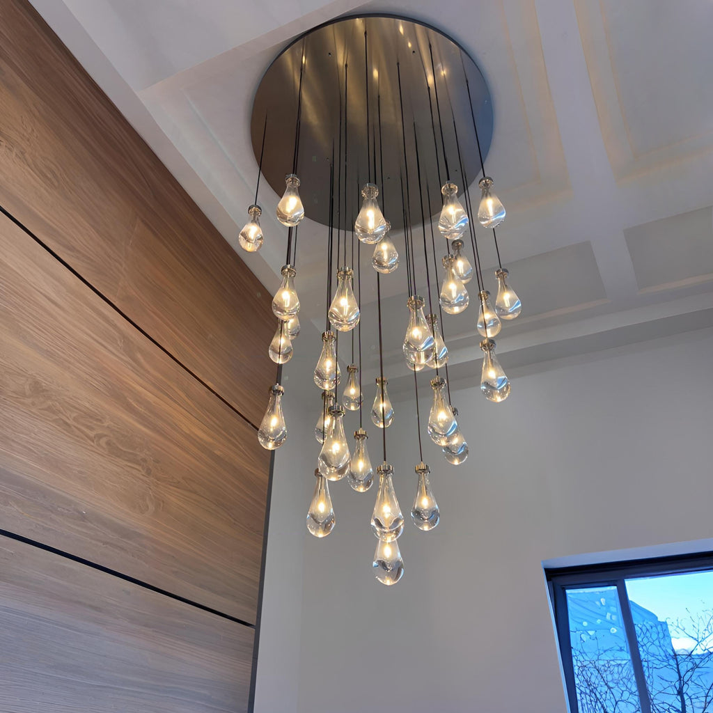 60 Inch Raindrop Glass Round Chandelier – Lachryma