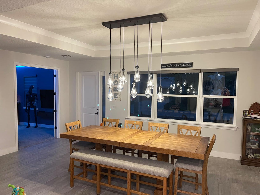 48 Inch Raindrop Glass Linear Chandelier – Ava