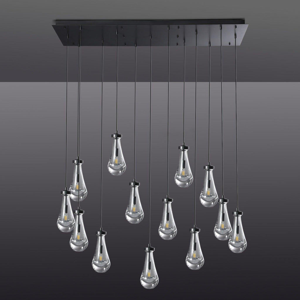 48 Inch Raindrop Glass Linear Chandelier – Ava