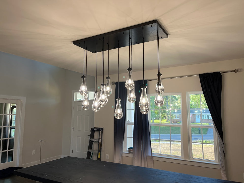 54 Inch Raindrop Glass Rectangular Chandelier – Lachryma