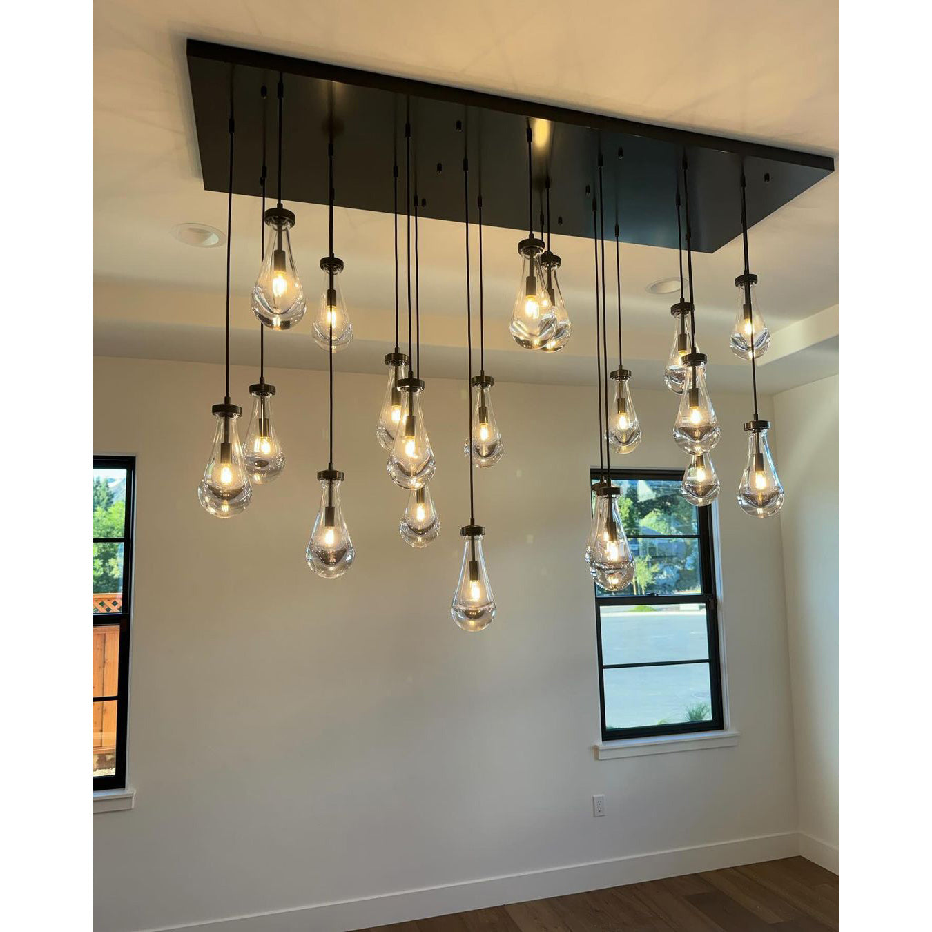 72 Inch Raindrop Glass Linear Chandelier – Ava
