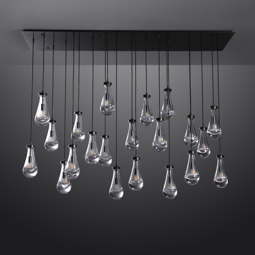 72 Inch Raindrop Glass Linear Chandelier – Ava
