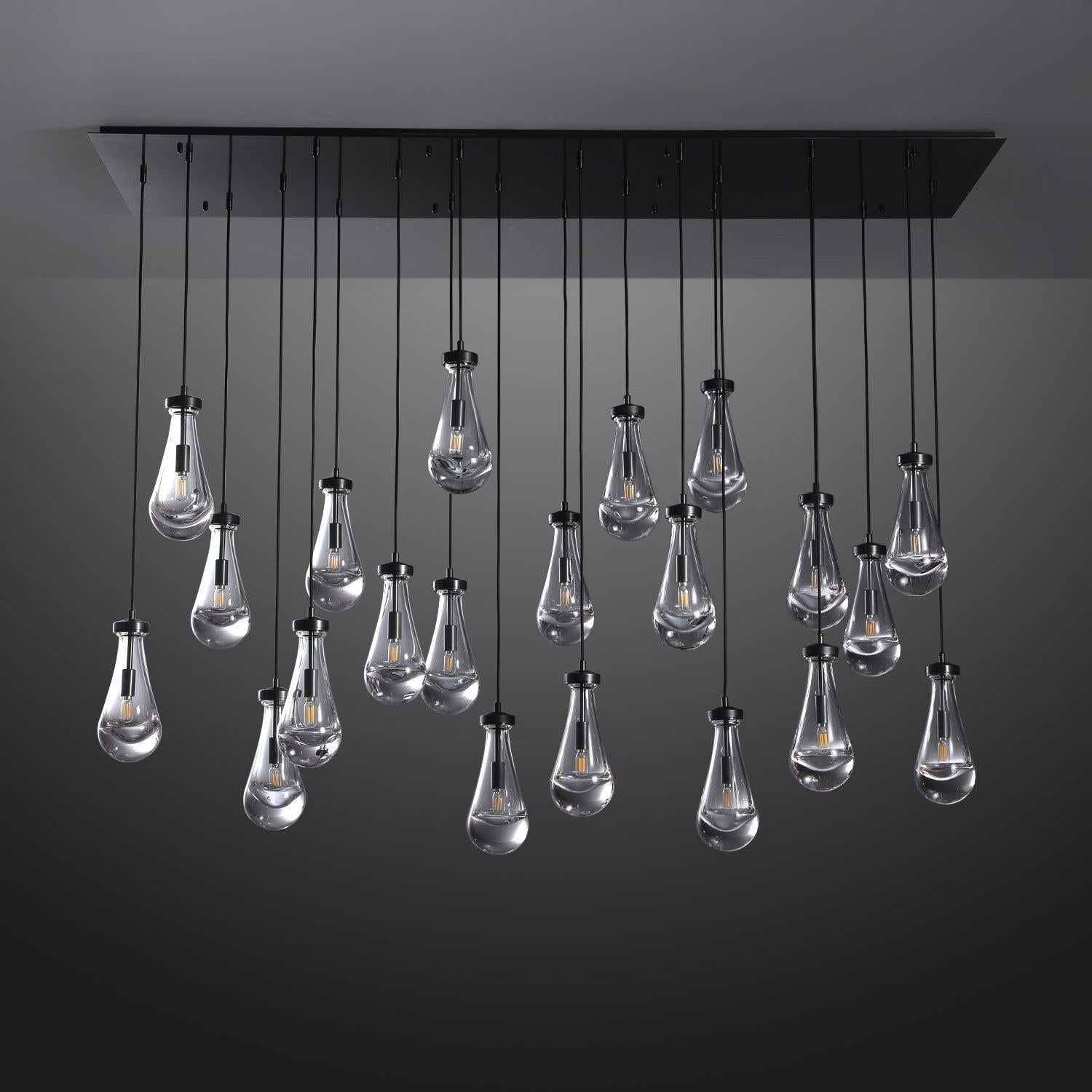 72 Inch Raindrop Glass Linear Chandelier – Ava