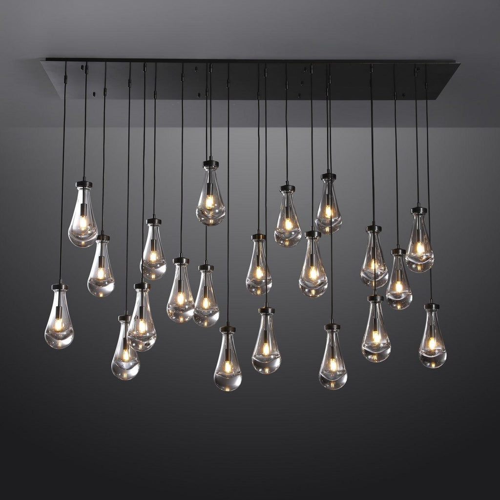 72 Inch Raindrop Glass Linear Chandelier – Ava