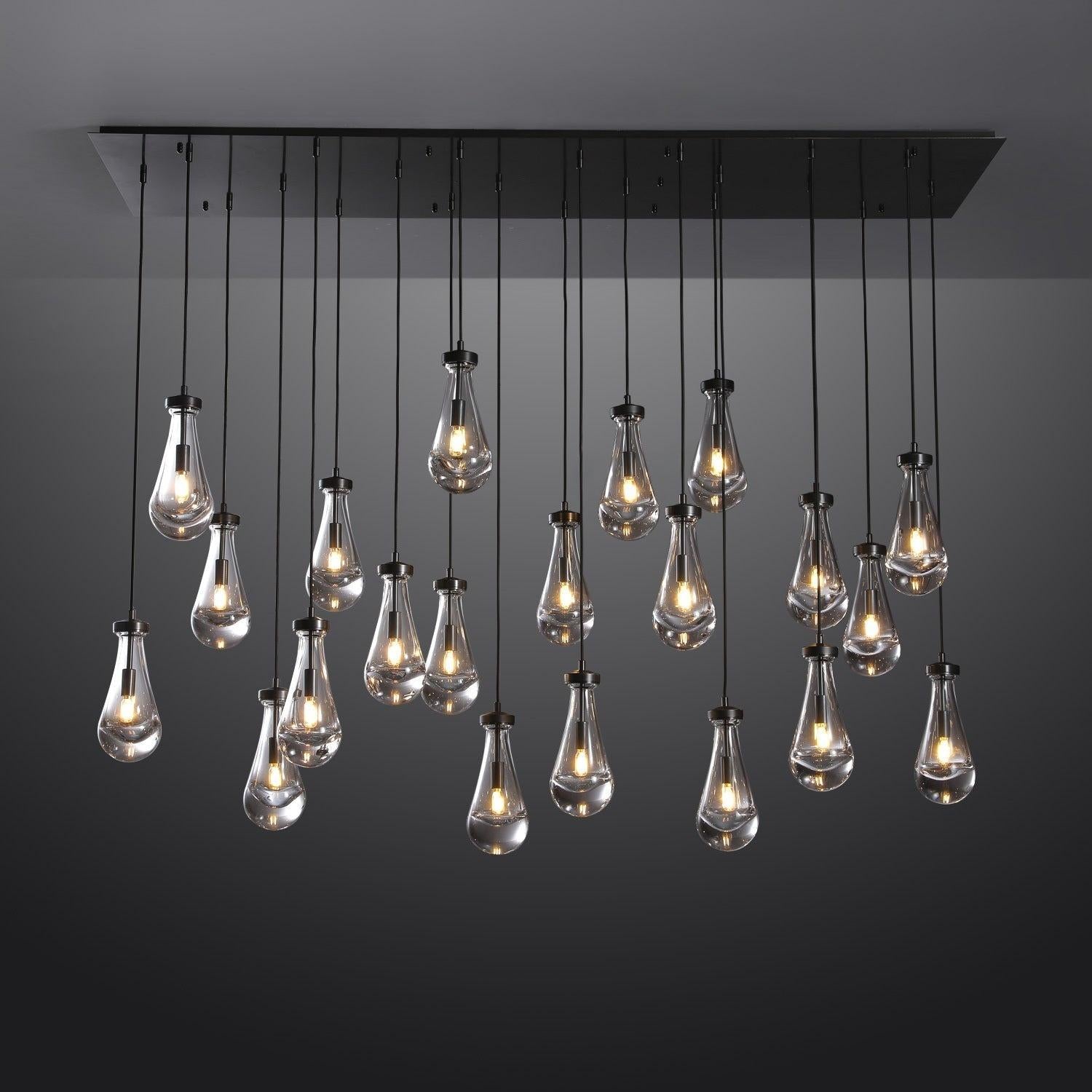 72 Inch Raindrop Glass Linear Chandelier – Ava