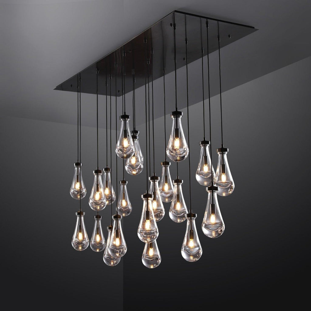 72 Inch Raindrop Glass Linear Chandelier – Ava
