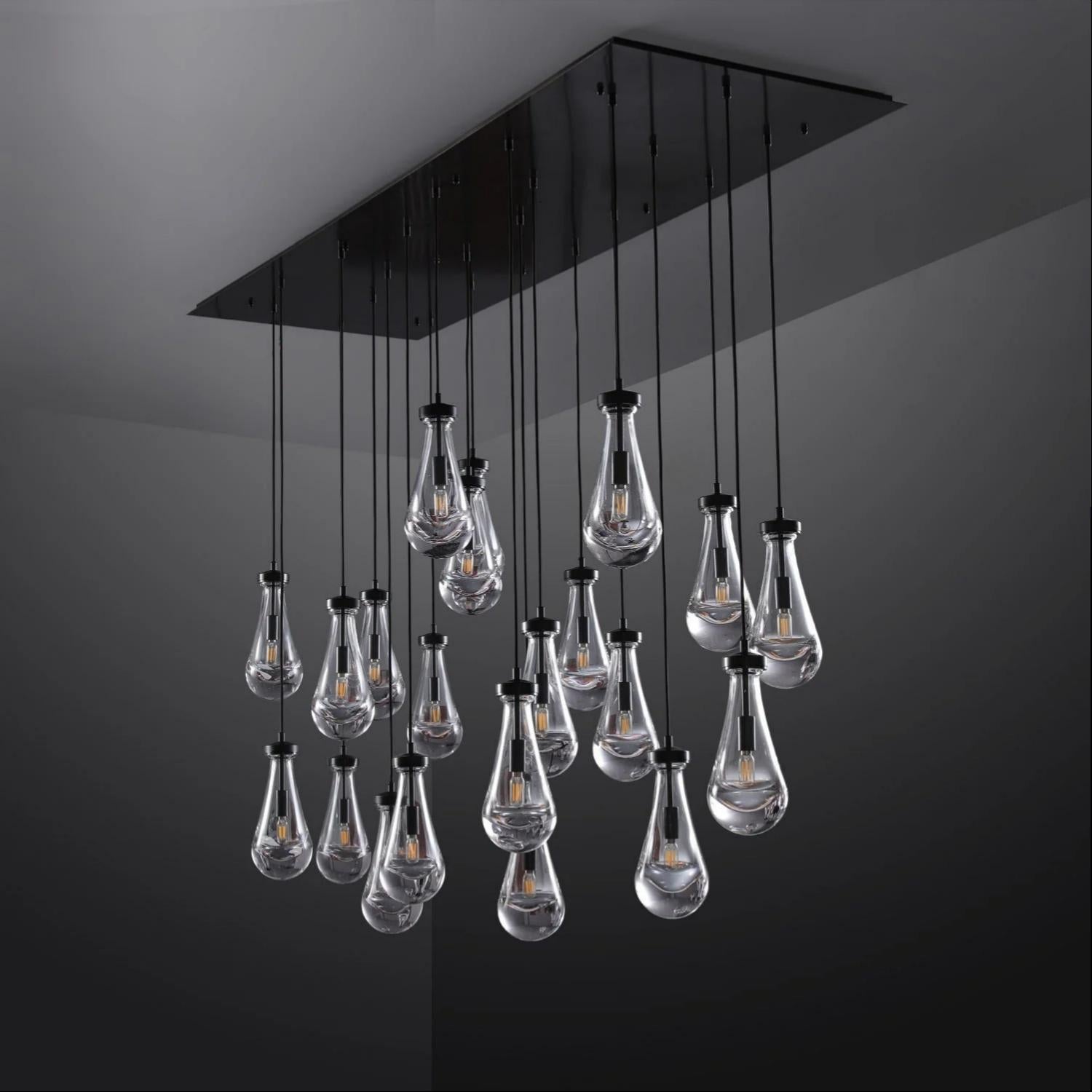 72 Inch Raindrop Glass Rectangular Chandelier – Lachryma