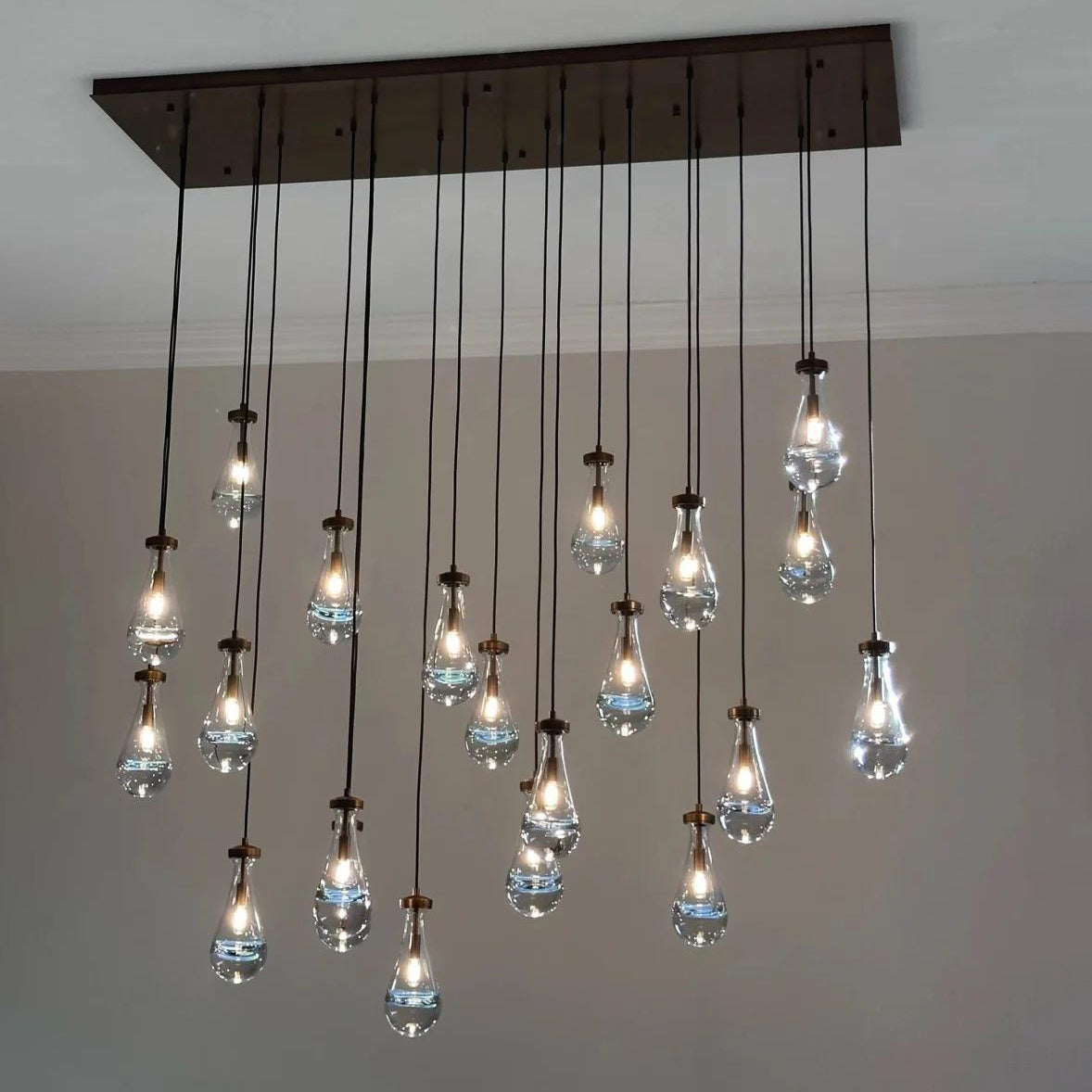 72 Inch Raindrop Glass Linear Chandelier – Ava