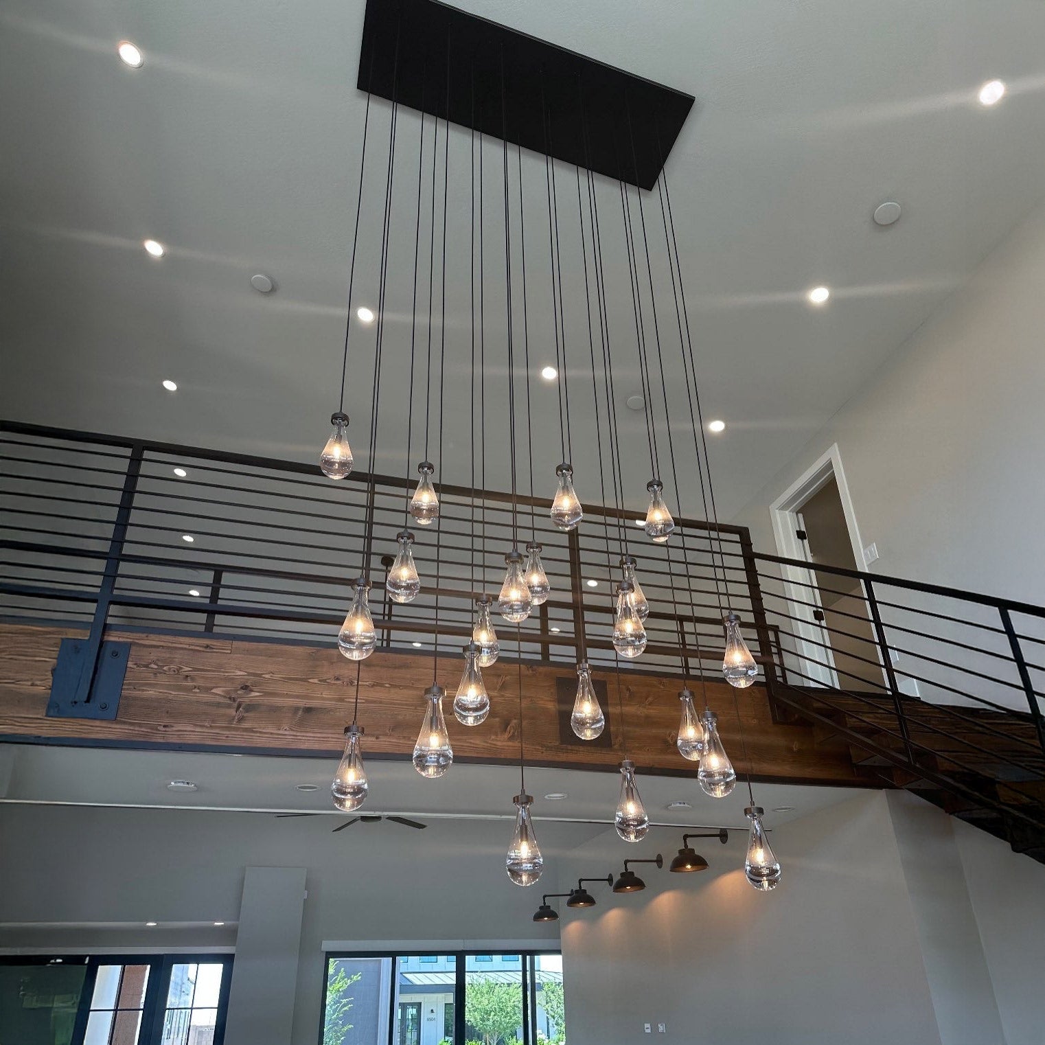 72 Inch Raindrop Glass Linear Chandelier – Ava