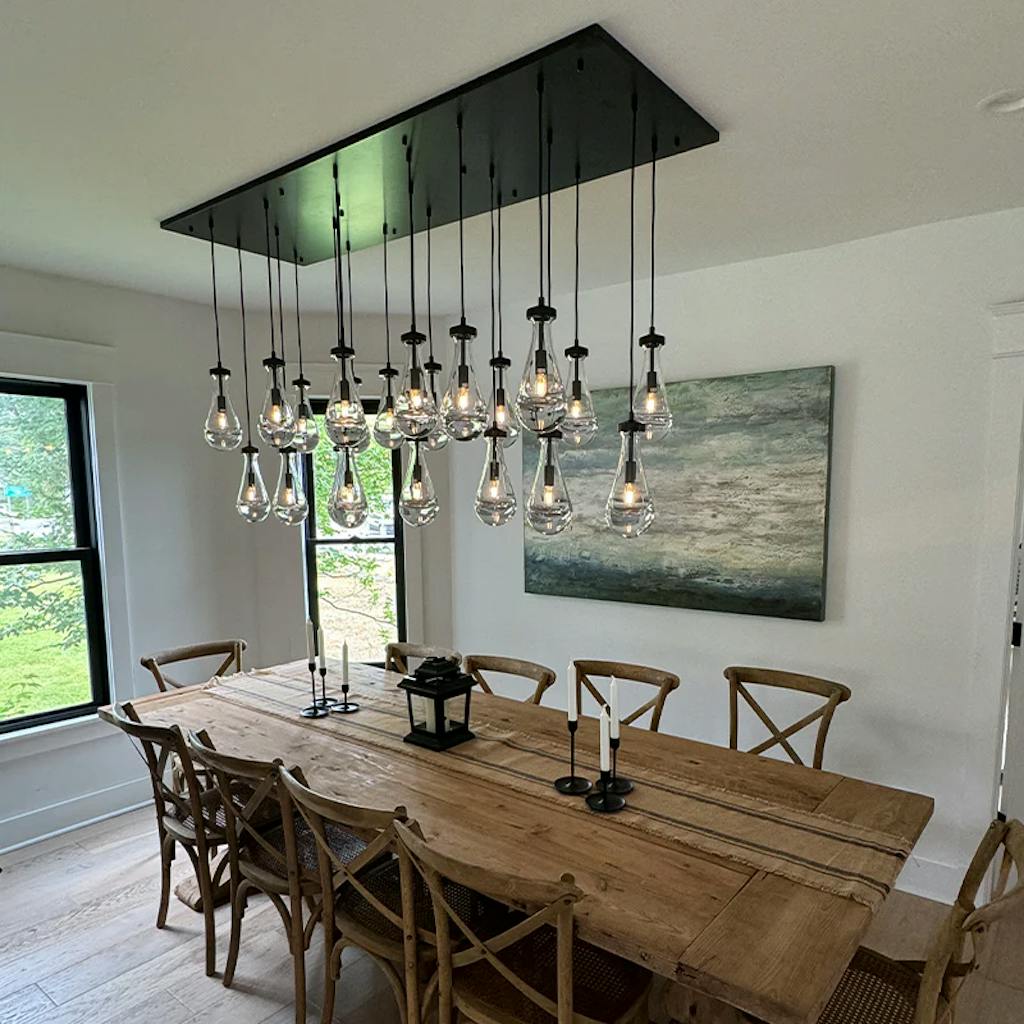 72 Inch Raindrop Glass Linear Chandelier – Ava