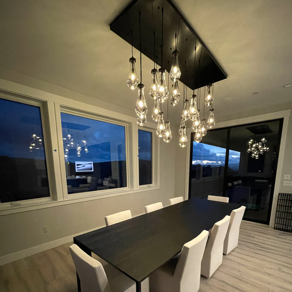 72 Inch Raindrop Glass Linear Chandelier – Ava