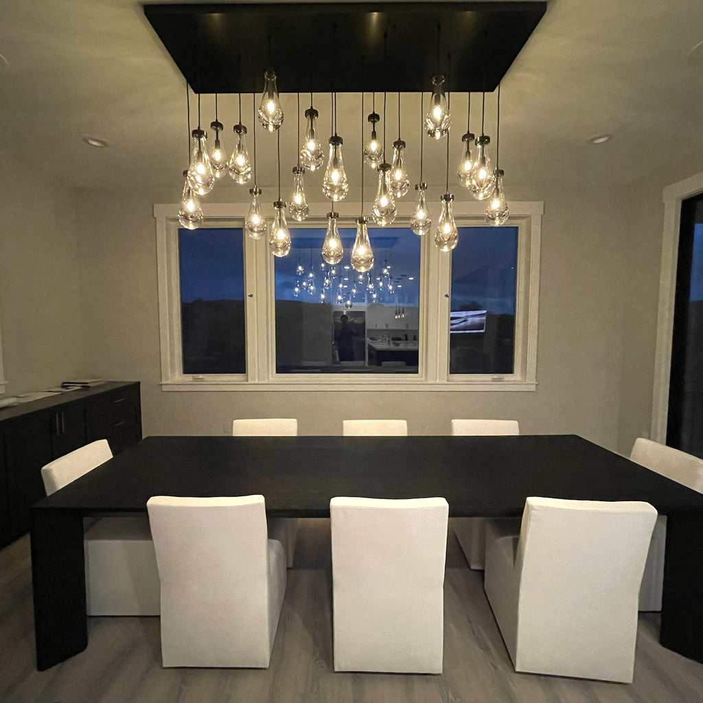 72 Inch Raindrop Glass Linear Chandelier – Ava