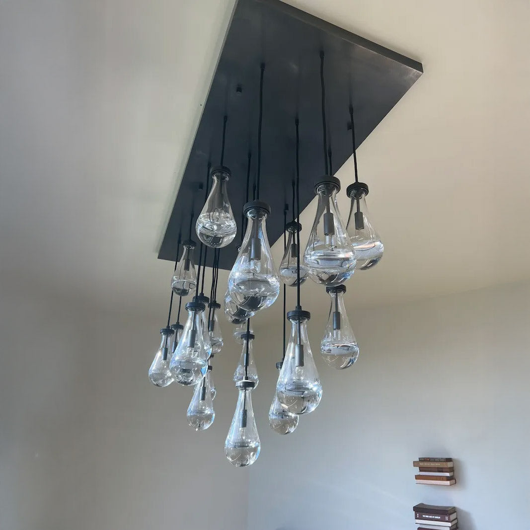 72 Inch Raindrop Glass Linear Chandelier – Ava