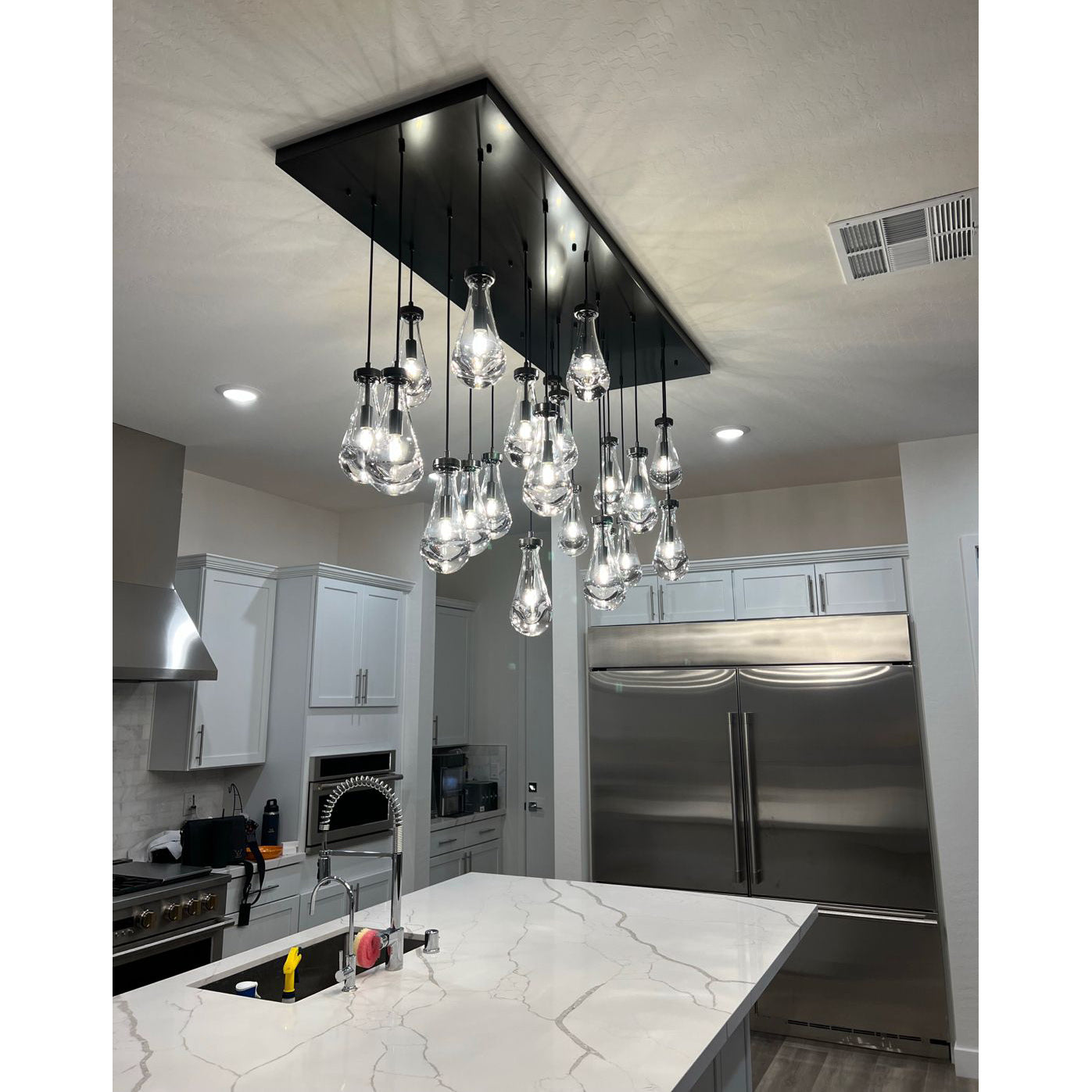 72 Inch Raindrop Glass Linear Chandelier – Ava