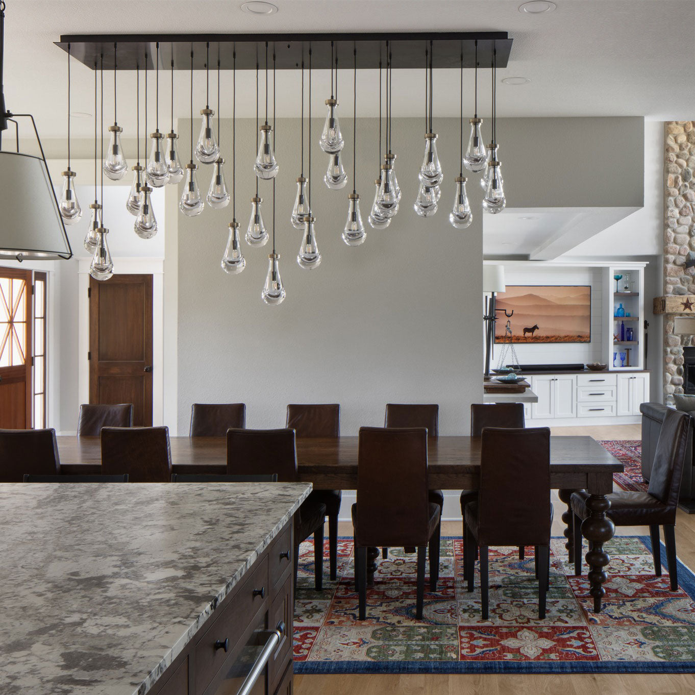 96 Inch Raindrop Glass Dining Room Chandelier – Lacrima