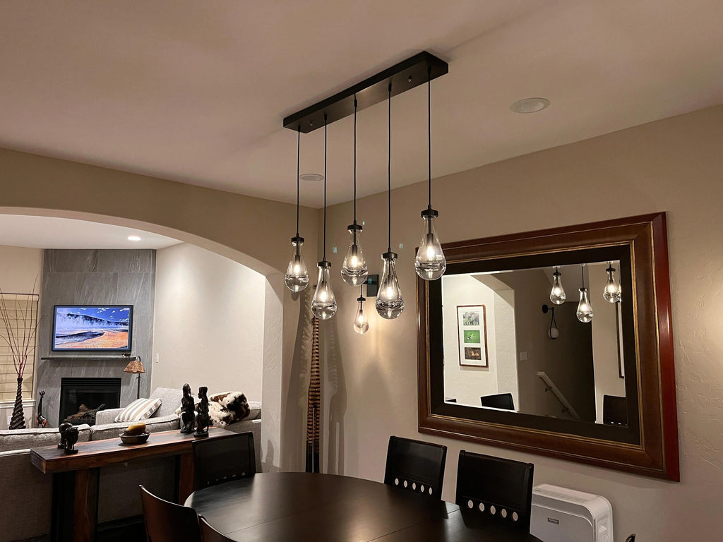 36 Inch Raindrop Glass Linear Cord Chandelier – Lachryma