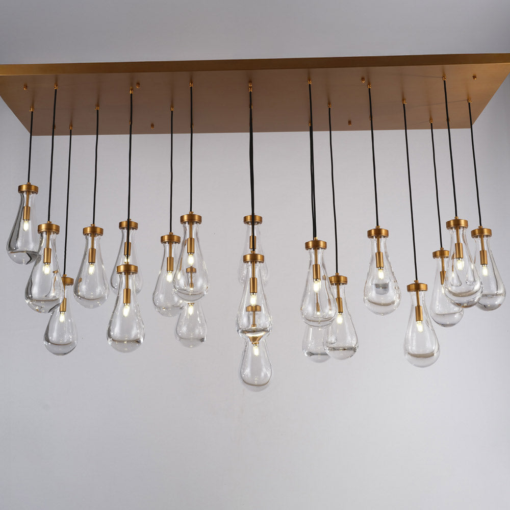 72 Inch Raindrop Glass Linear Chandelier – Ava