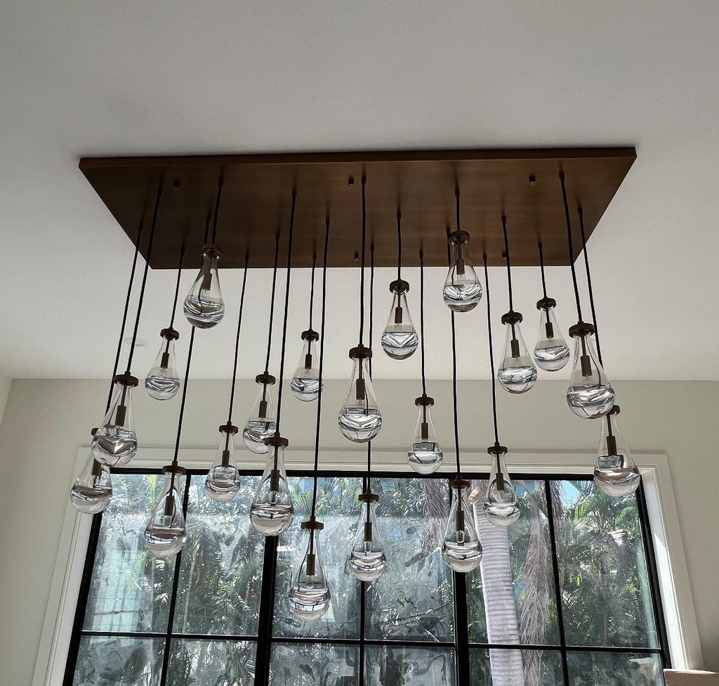 72 Inch Raindrop Glass Rectangular Chandelier – Lachryma