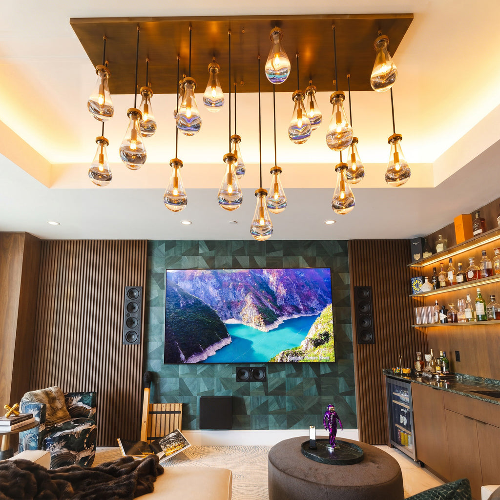 72 Inch Rectangular Raindrop Glass Chandelier – Lachryma